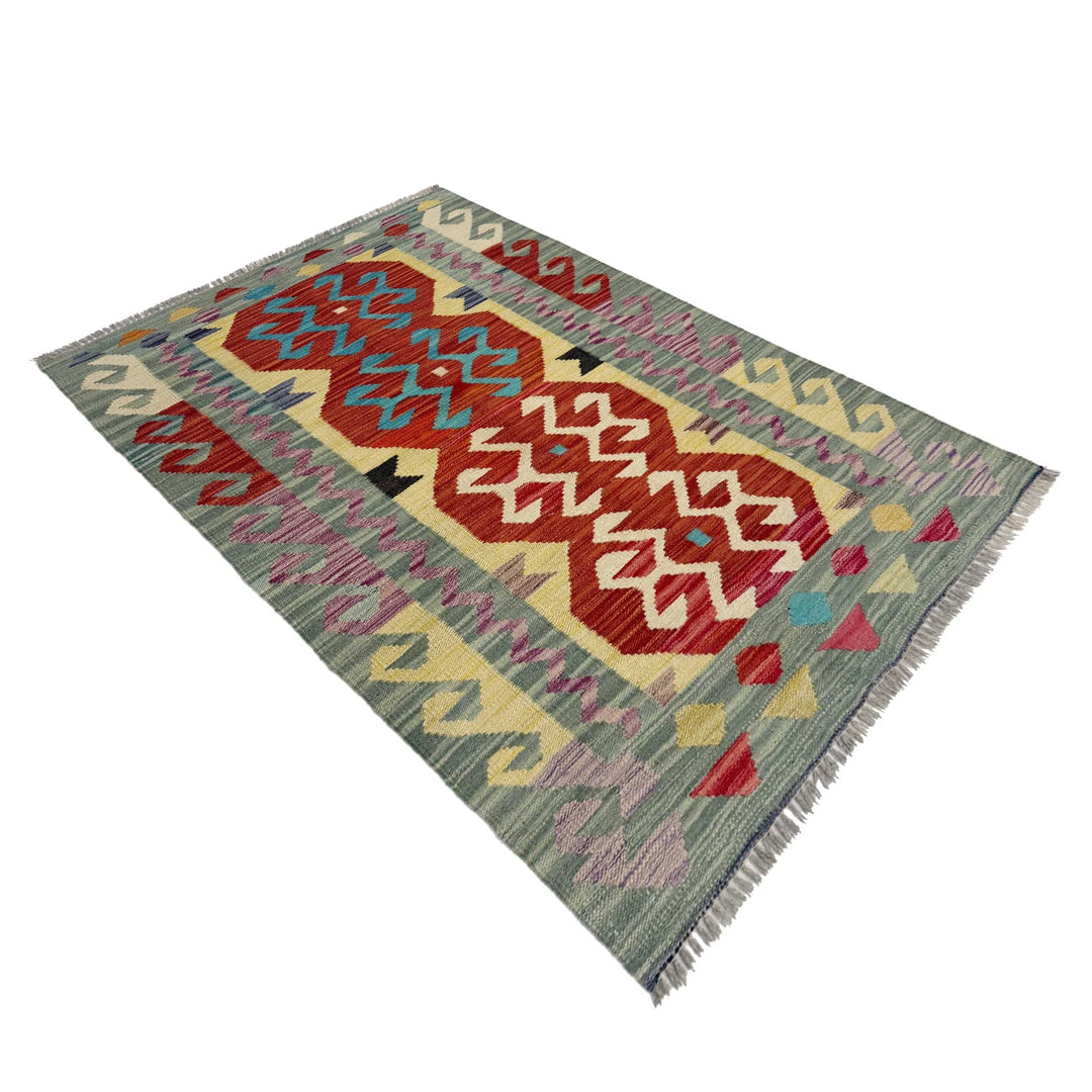 Afghan Vegetable Kilim Rug 2' 8" x 4' 2" Flat-Weave | No. AL305966
