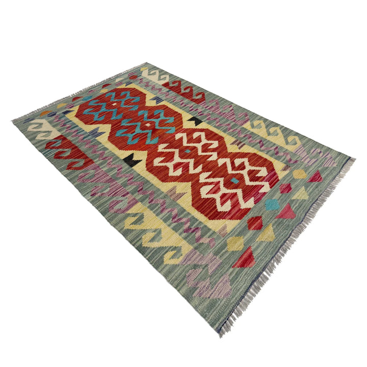 Afghan Vegetable Kilim Rug 2' 8" x 4' 2" Flat-Weave | No. AL305966