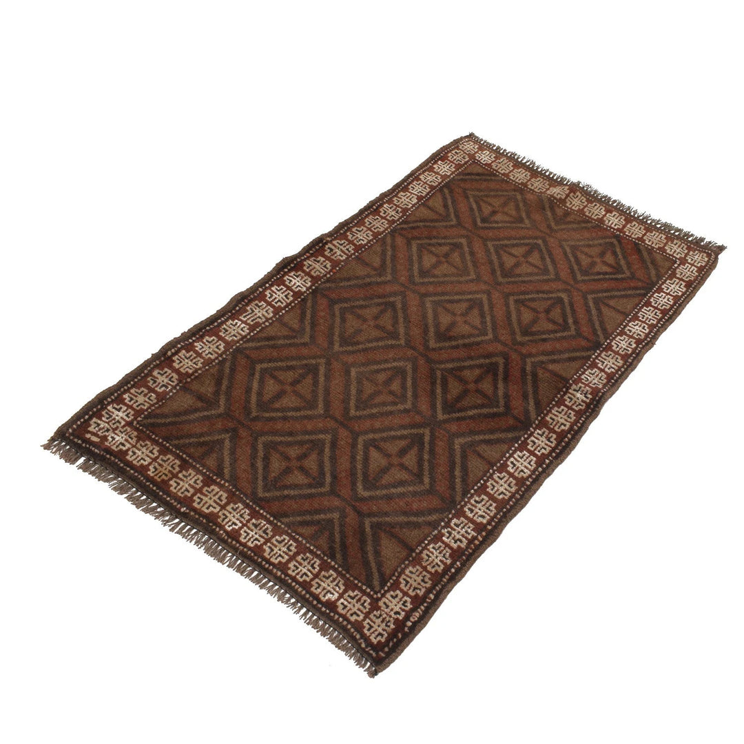 Brown Pakistani Overdyed Rug 2' 6" x 4' 2" Hand-Knotted | No. AL30598