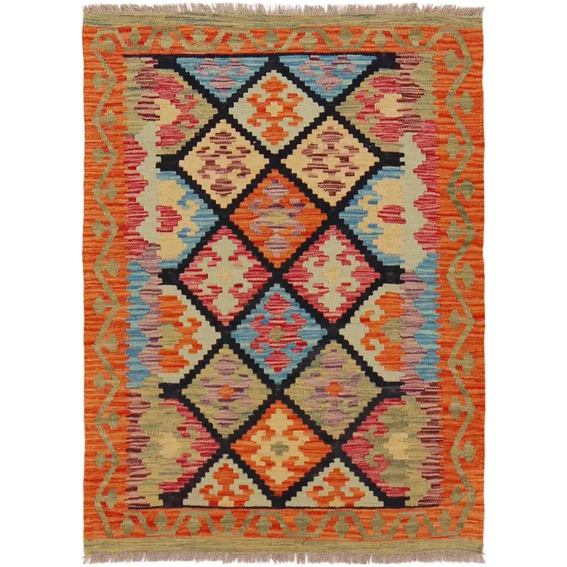 Afghan Kilim Rug 2' 10" x 4' 0" Flat-Weave | No. AL30608
