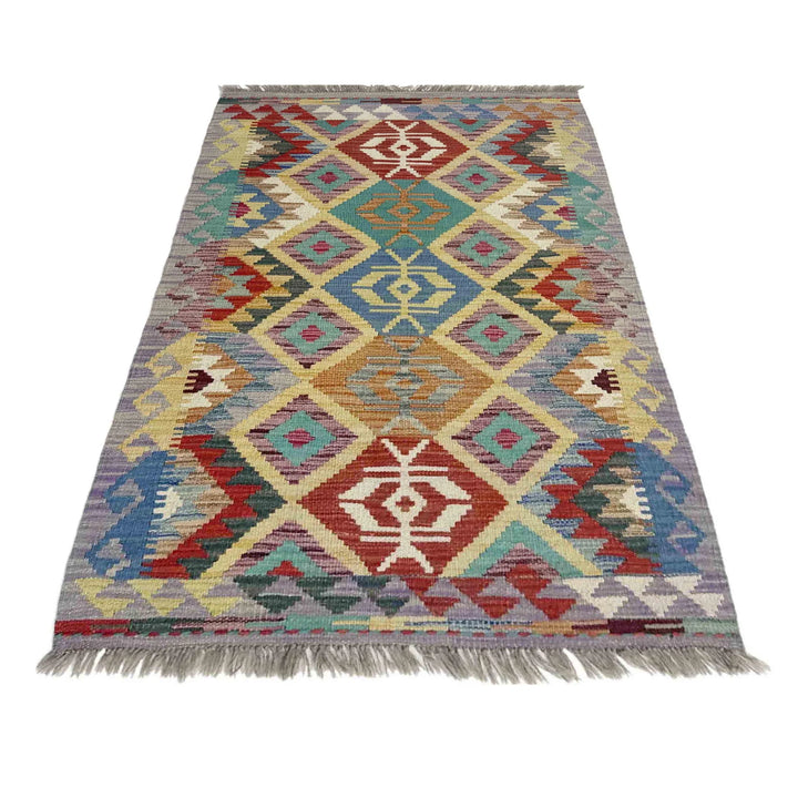Afghan Vegetable Kilim Rug 2' 7" x 4' 3" Flat-Weave | No. AL306149