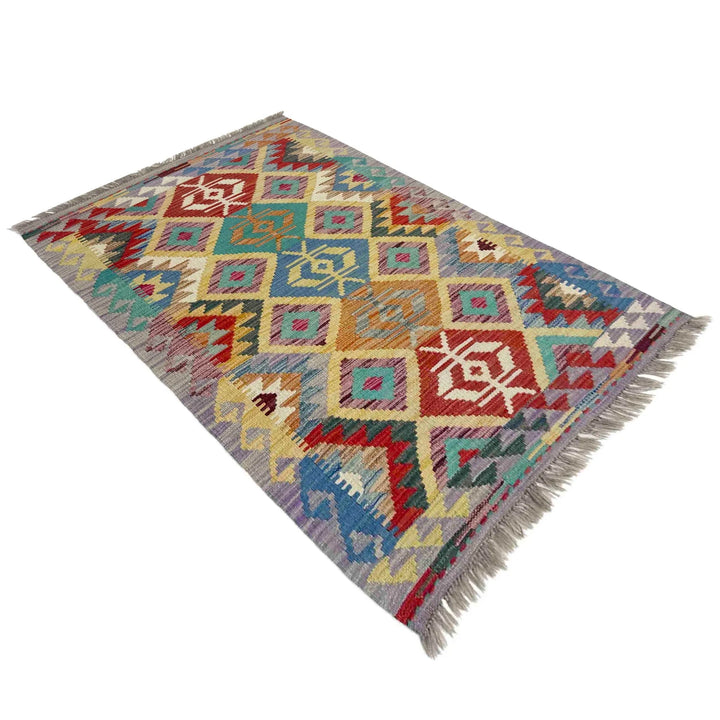 Afghan Vegetable Kilim Rug 2' 7" x 4' 3" Flat-Weave | No. AL306149
