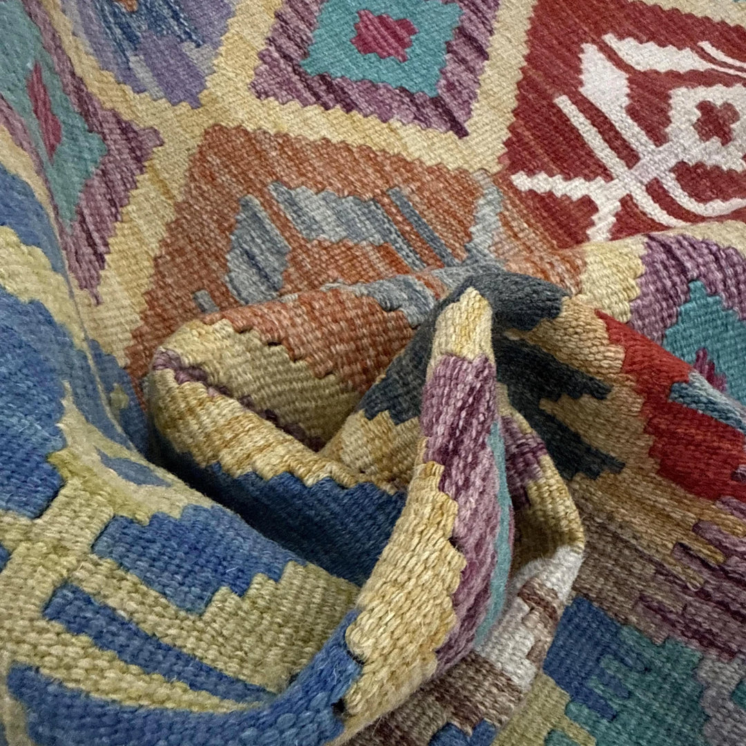 Afghan Vegetable Kilim Rug 2' 7" x 4' 3" Flat-Weave | No. AL306149