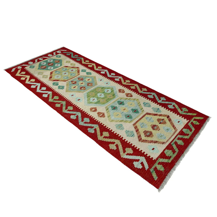 Afghan Vegetable Kilim Rug 2' 0" x 5' 8" Flat-Weave | No. AL306293