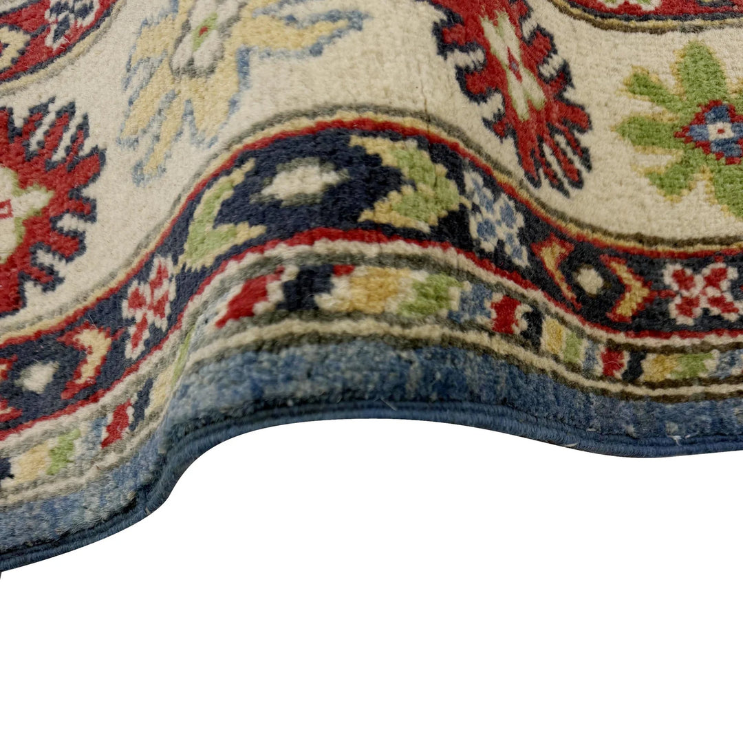 Blue Afghan Kazak Rug 3' 8" x 5' 11" Hand-Knotted | No. AL306305