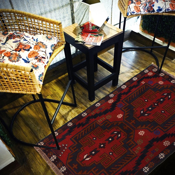 Red Afghan Baluchi Rug 2' 9" x 4' 8" Hand-Knotted | No. AL30665