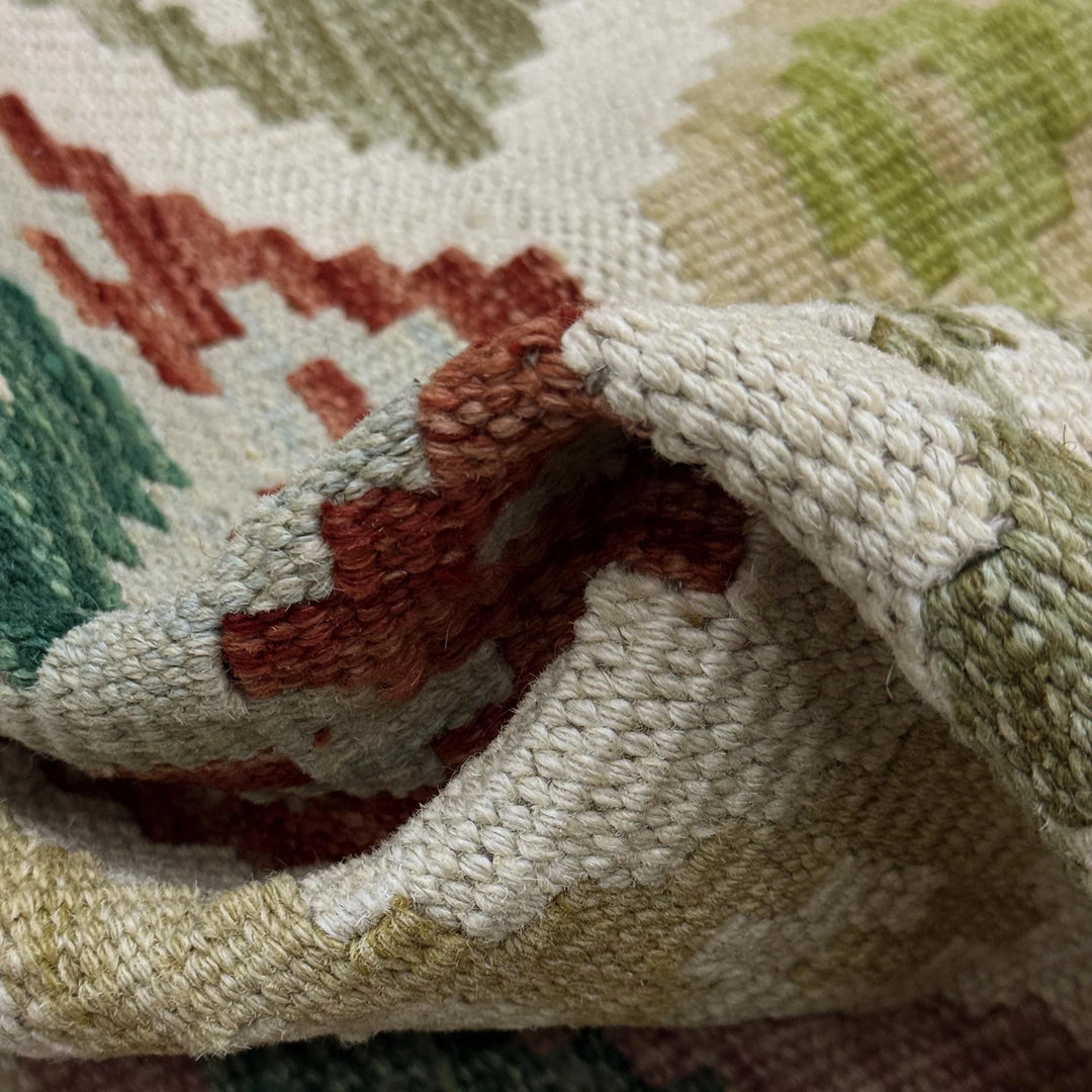 Afghan Vegetable Kilim Rug 2' 7" x 3' 11" Flat-Weave | No. AL306674