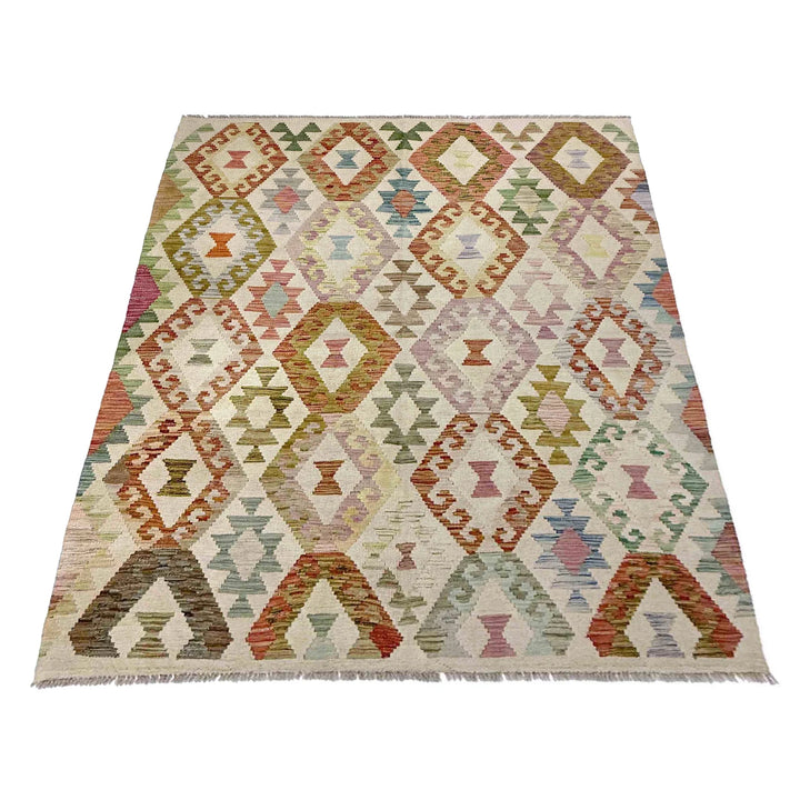 Afghan Kilim Rug 4'11" x 6'6" Flat-Weave | No. AL30694