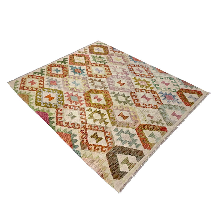 Afghan Kilim Rug 4'11" x 6'6" Flat-Weave | No. AL30694