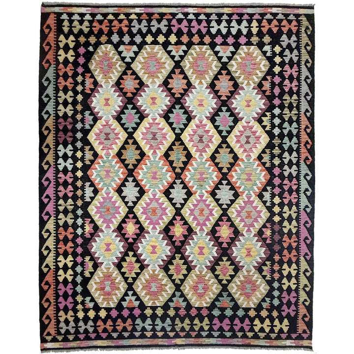 Afghan Vegetable Kilim Rug 6' 8" x 9' 5" Flat-Weave | No. AL307478