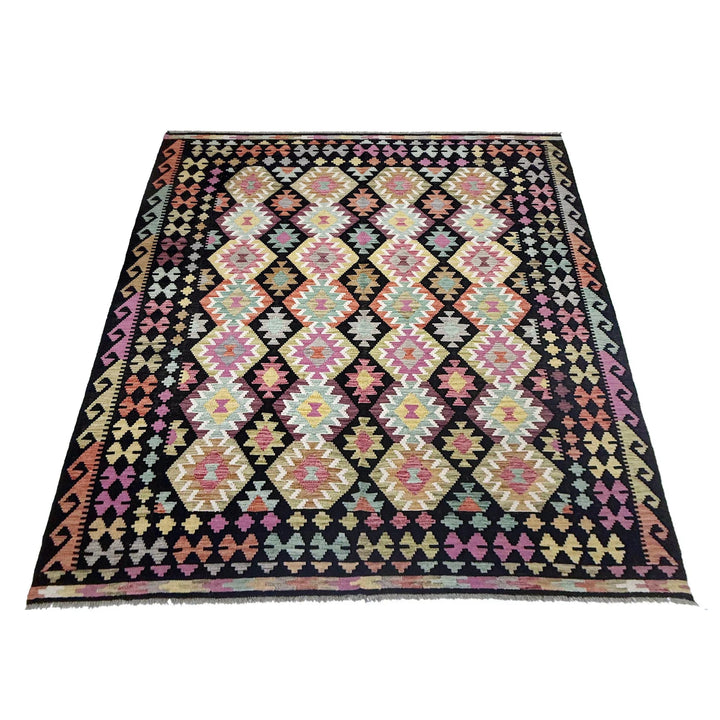 Afghan Vegetable Kilim Rug 6' 8" x 9' 5" Flat-Weave | No. AL307478