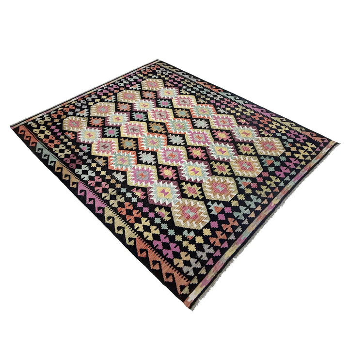 Afghan Vegetable Kilim Rug 6' 8" x 9' 5" Flat-Weave | No. AL307478