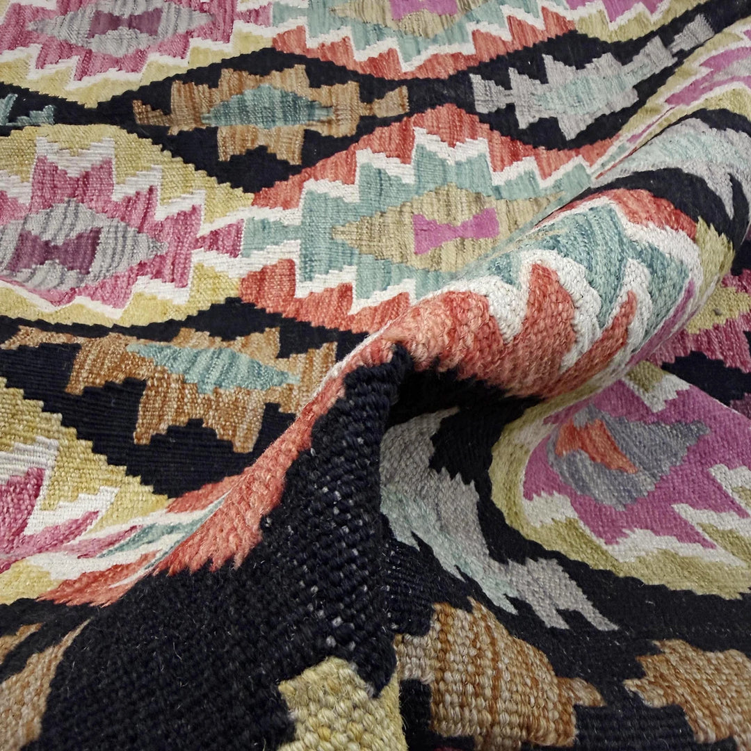 Afghan Vegetable Kilim Rug 6' 8" x 9' 5" Flat-Weave | No. AL307478