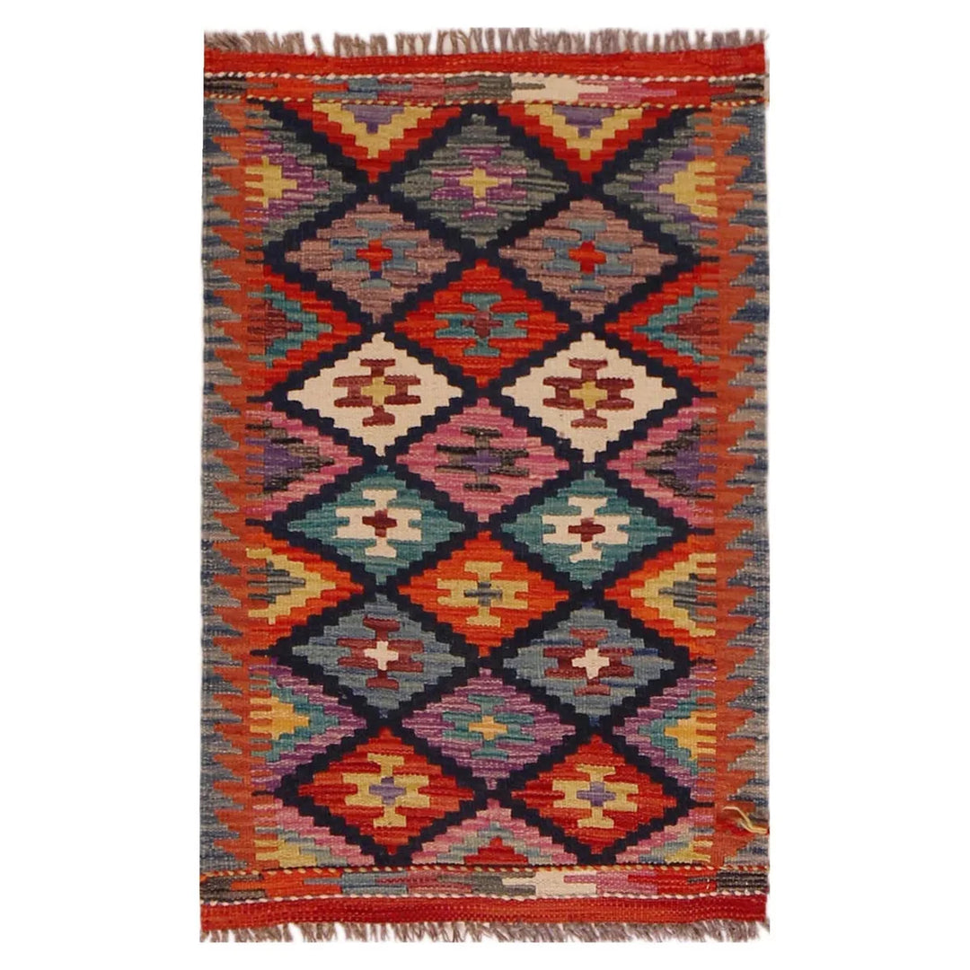 Afghan Kilim Rug 2' 0" x 3' 1" Flat-Weave | No. AL30757