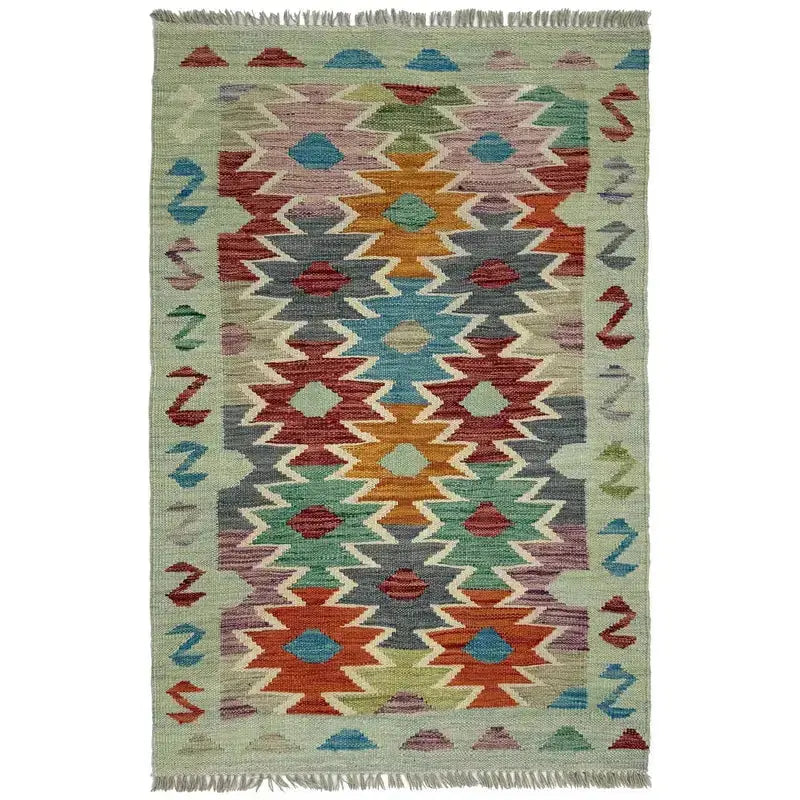 Afghan Vegetable Kilim Rug 2' 6" x 4' 1" Flat-Weave | No. AL308310