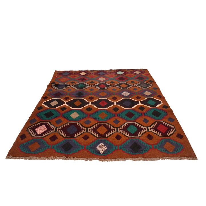 Tan Afghan Kohistani Rug 5' 12" x 7' 7" Hand-Knotted | No. AL30868