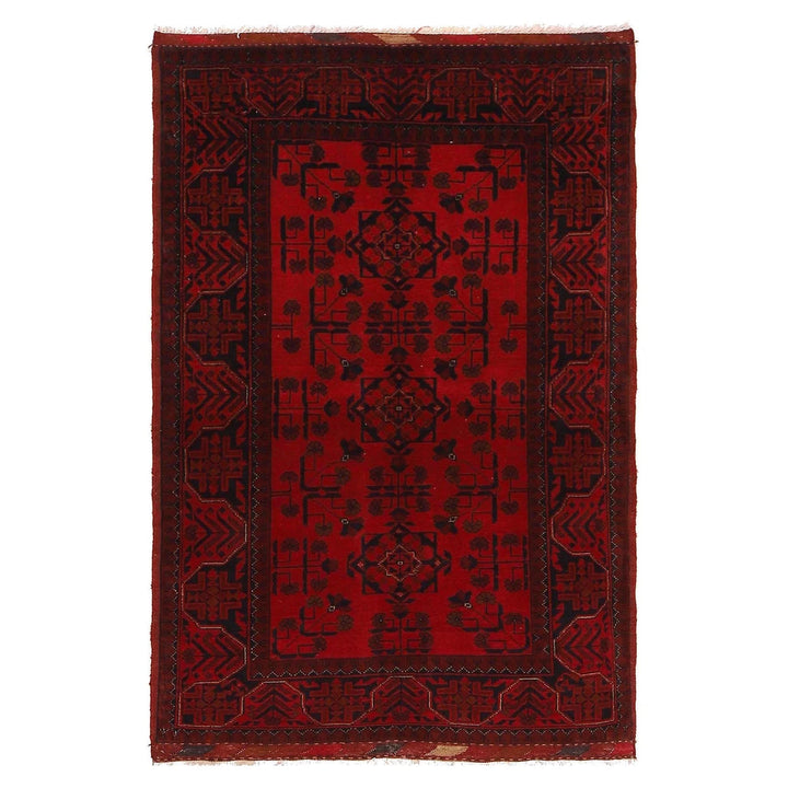 Red Afghan Khal Mohammadi Rug 3' 3" x 5' 3" Hand-Knotted | No. AL30886