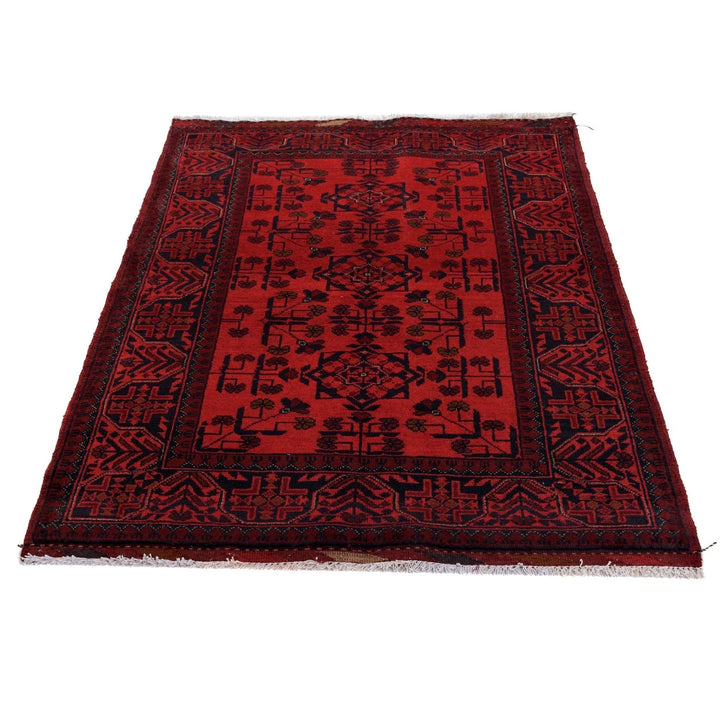 Red Afghan Khal Mohammadi Rug 3' 3" x 5' 3" Hand-Knotted | No. AL30886