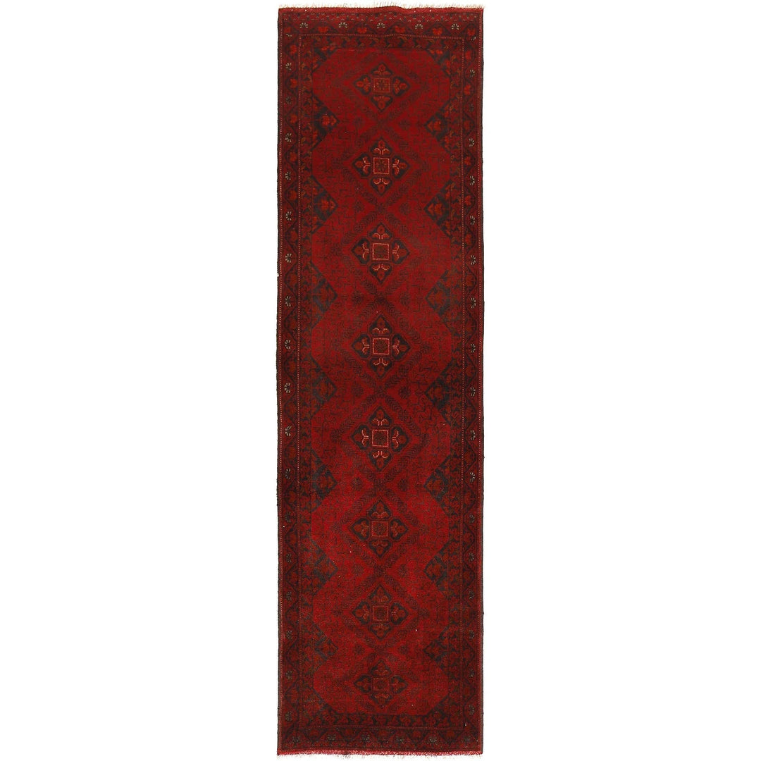 Red Afghan Khal Mohammadi Rug 2'5" x 9'7" Hand-Knotted | No. AL30934