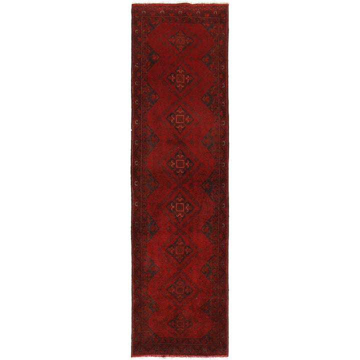 Red Afghan Khal Mohammadi Rug 2'5" x 9'7" Hand-Knotted | No. AL30934