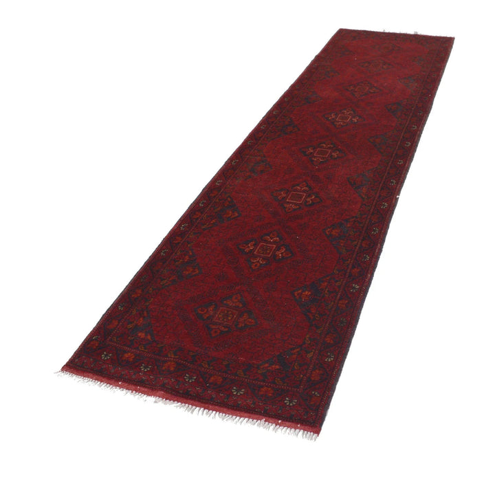 Red Afghan Khal Mohammadi Rug 2'5" x 9'7" Hand-Knotted | No. AL30934