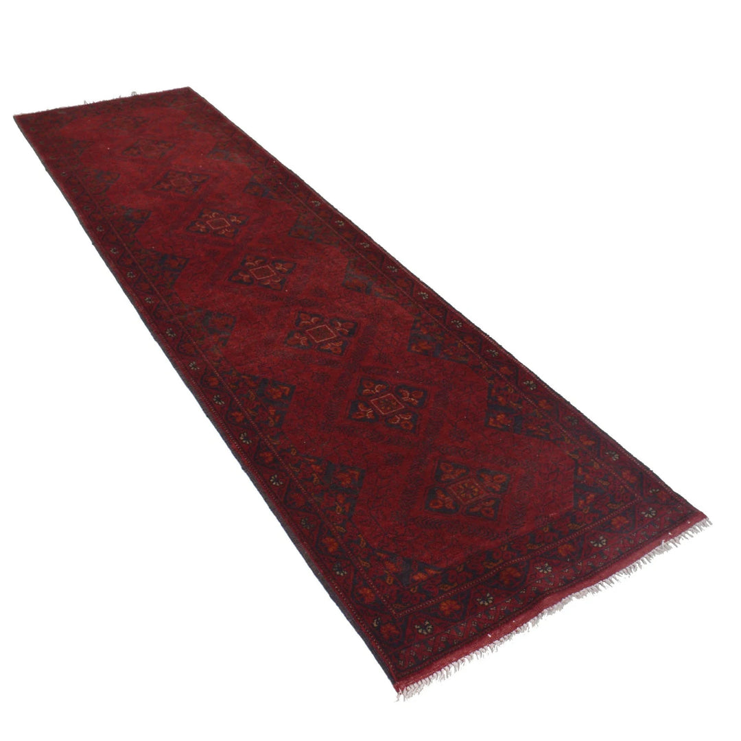 Red Afghan Khal Mohammadi Rug 2'5" x 9'7" Hand-Knotted | No. AL30934