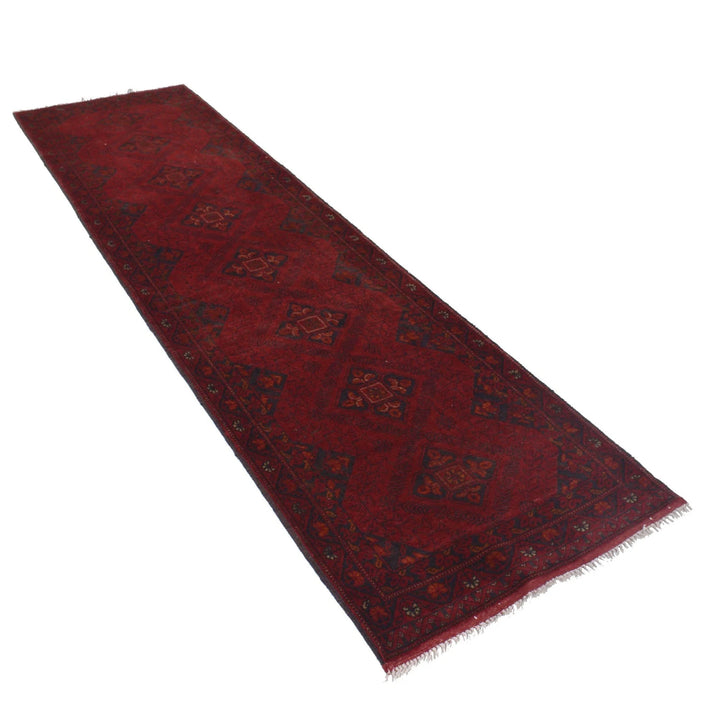 Red Afghan Khal Mohammadi Rug 2'5" x 9'7" Hand-Knotted | No. AL30934