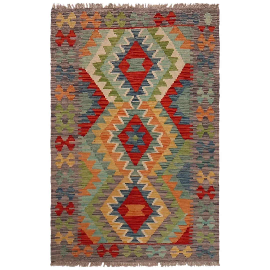 Afghan Kilim Rug 2' 9" x 4' 4" Flat-Weave | No. AL30943