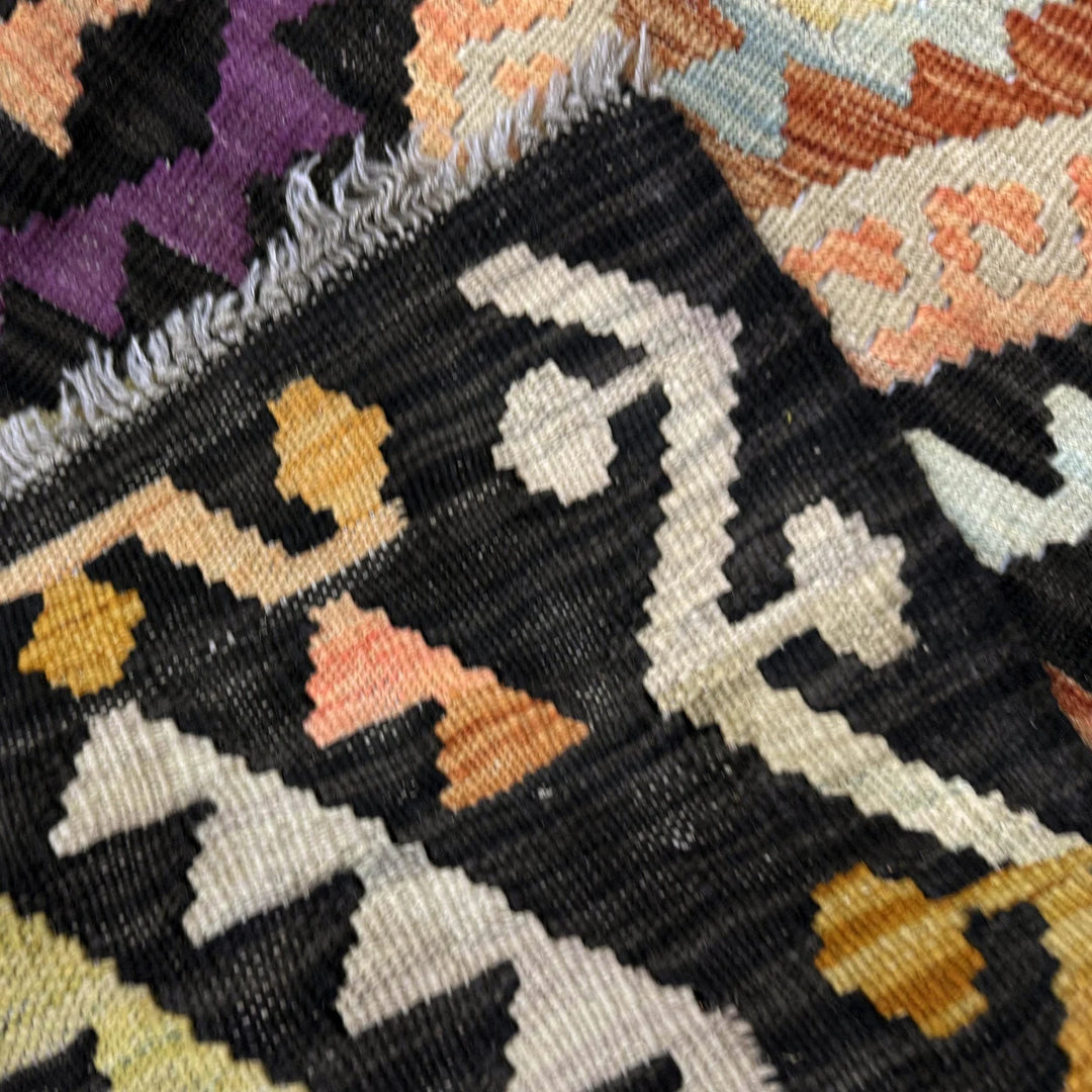 Multicolor Afghan Vegetable Kilim Rug 3'4" x 5'0" Flat-Weave | No. AL309630