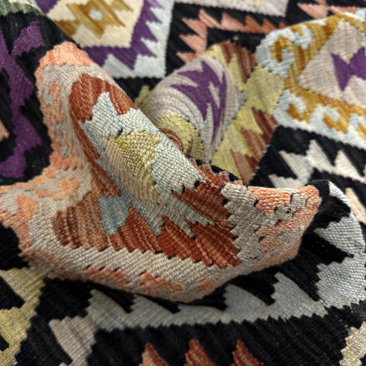Multicolor Afghan Vegetable Kilim Rug 3'4" x 5'0" Flat-Weave | No. AL309630