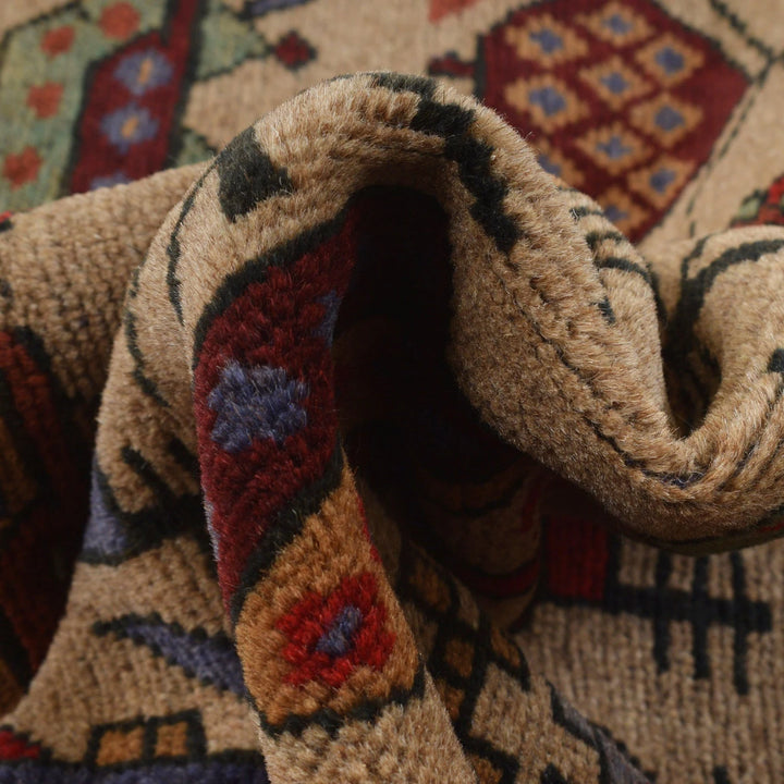 Brown Afghan War Rug 3' 1" x 4' 6" Hand-Knotted | No. AL30966