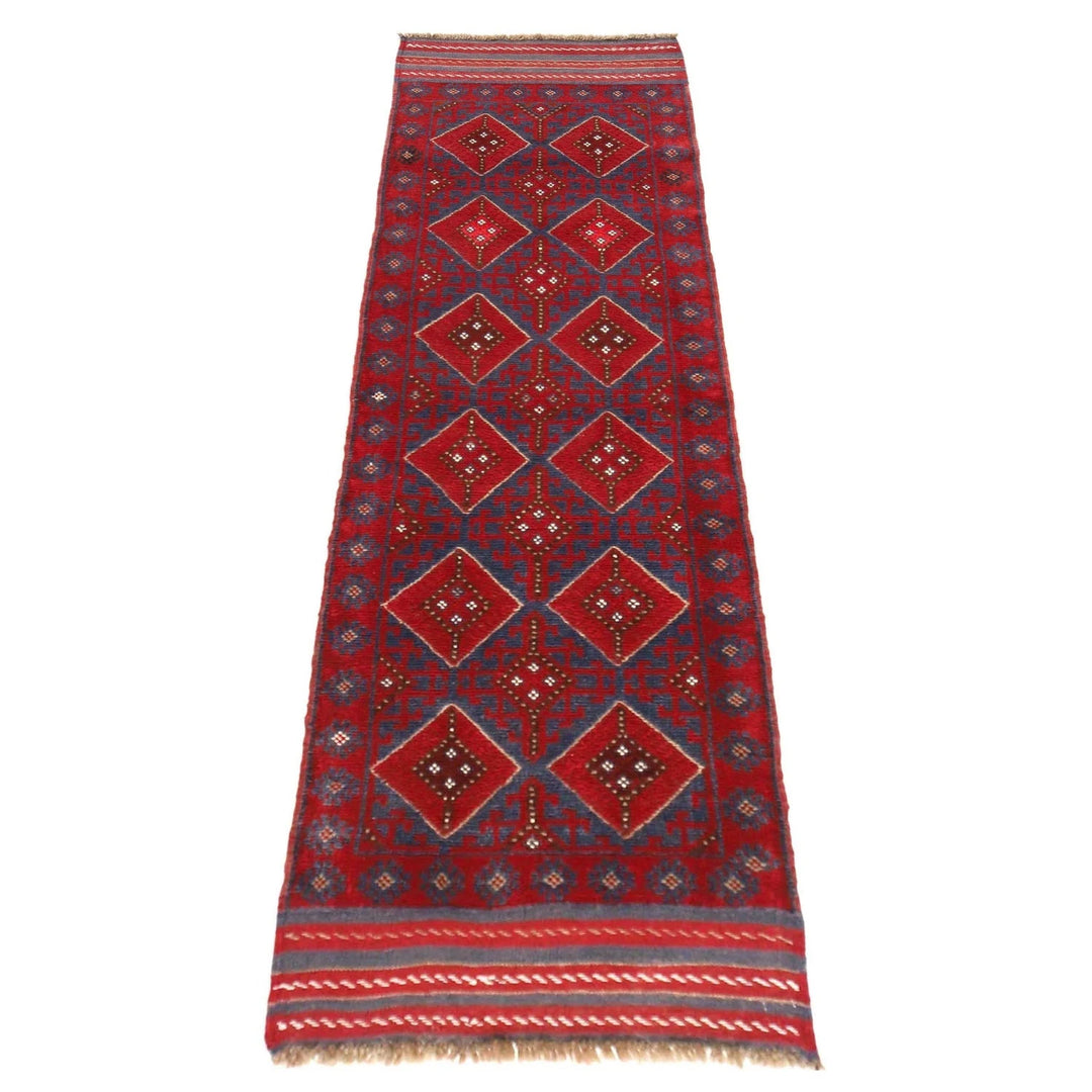 Red Afghan Mashwani Rug 2' 3" x 7' 11" Hand-Knotted | No. AL30986
