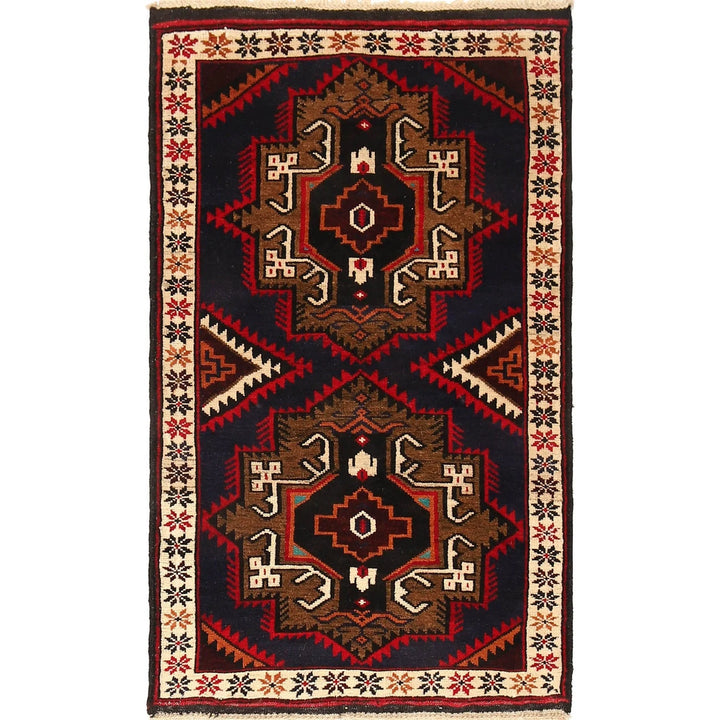 Blue Afghan Baluchi Rug 2' 11" x 4' 7" Hand-Knotted | No. AL30990
