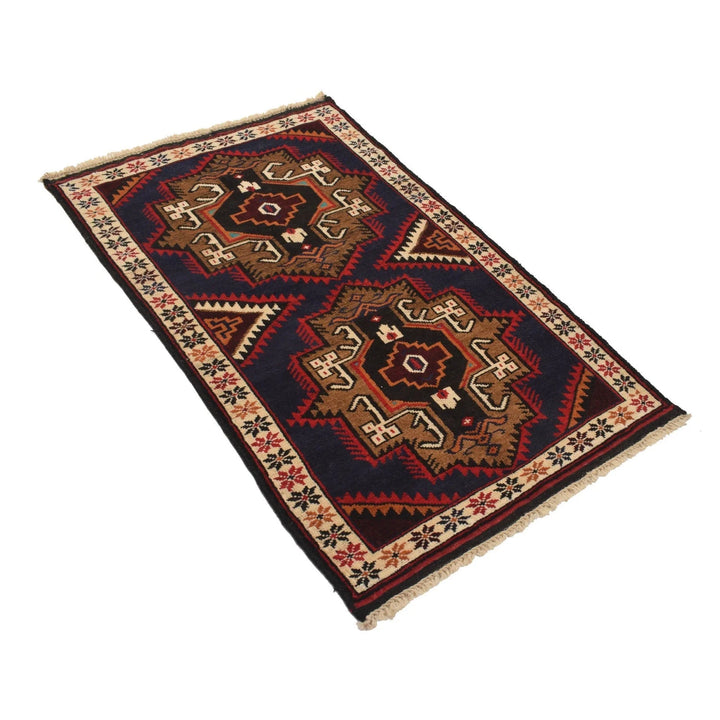 Blue Afghan Baluchi Rug 2' 11" x 4' 7" Hand-Knotted | No. AL30990