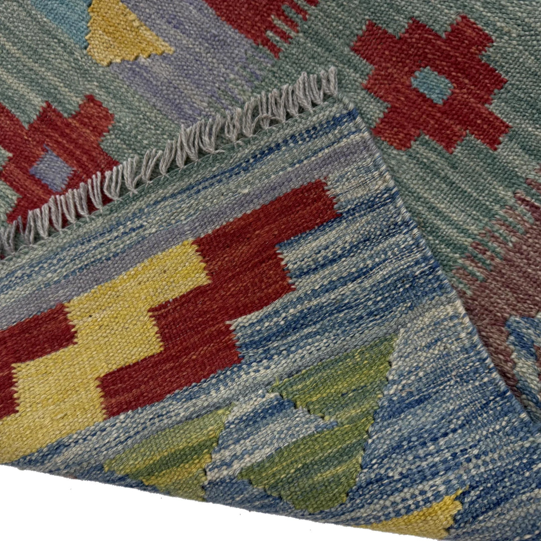 Afghan Vegetable Kilim Rug 5' 7" x 8' 0" Flat-Weave | No. AL310188