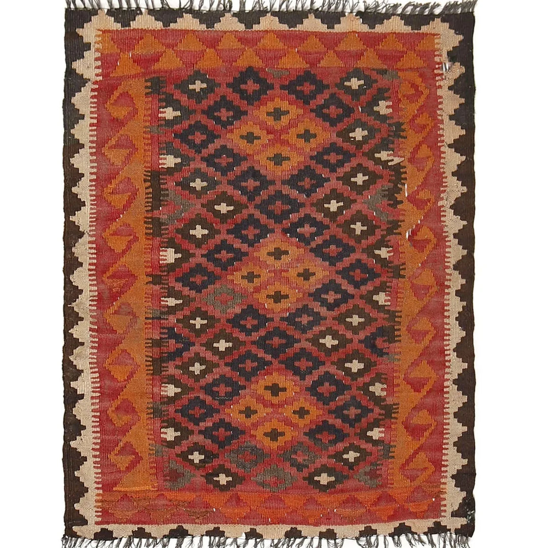 Afghan Maimana Kilim Rug 2'3" x 3'2" Flat-Weave | No. AL31028