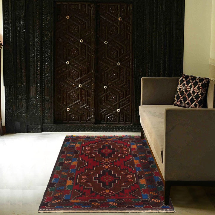 Afghan Baluchi Rug 2' 9" x 4' 10" Hand-Knotted | No. AL31046