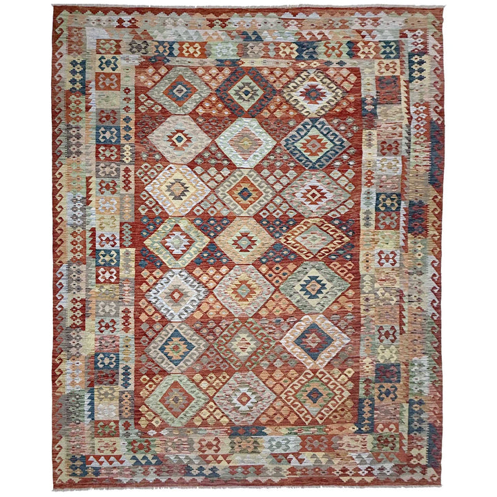Afghan Vegetable Kilim Rug 8' 2" x 11' 6" Flat-Weave | No. AL310701