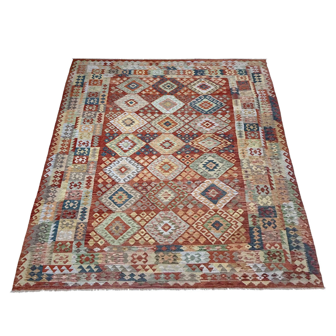 Afghan Vegetable Kilim Rug 8' 2" x 11' 6" Flat-Weave | No. AL310701