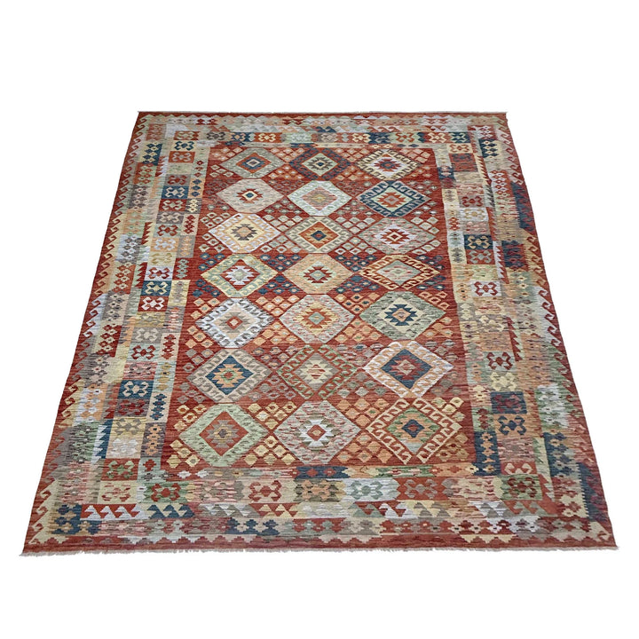 Afghan Vegetable Kilim Rug 8' 2" x 11' 6" Flat-Weave | No. AL310701