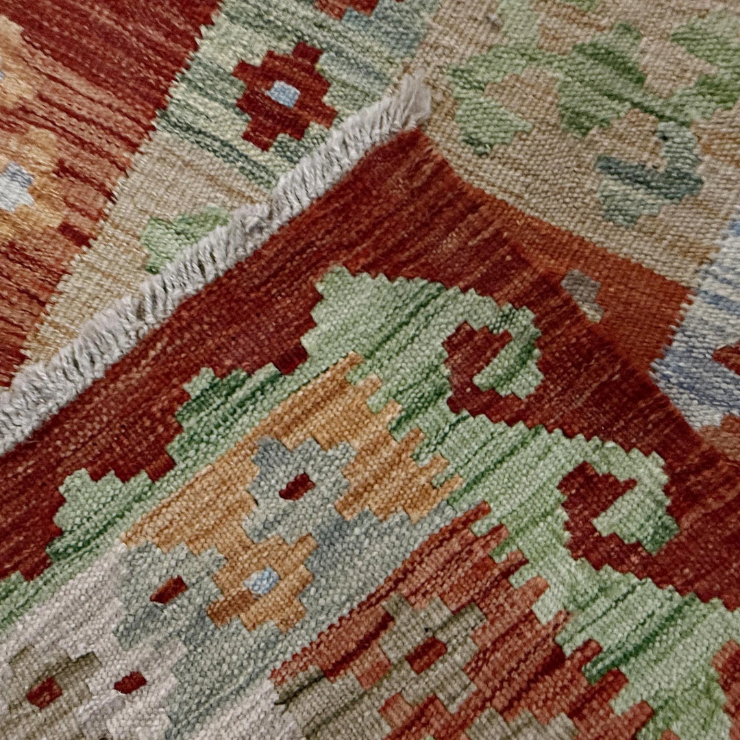 Afghan Vegetable Kilim Rug 8' 2" x 11' 6" Flat-Weave | No. AL310701