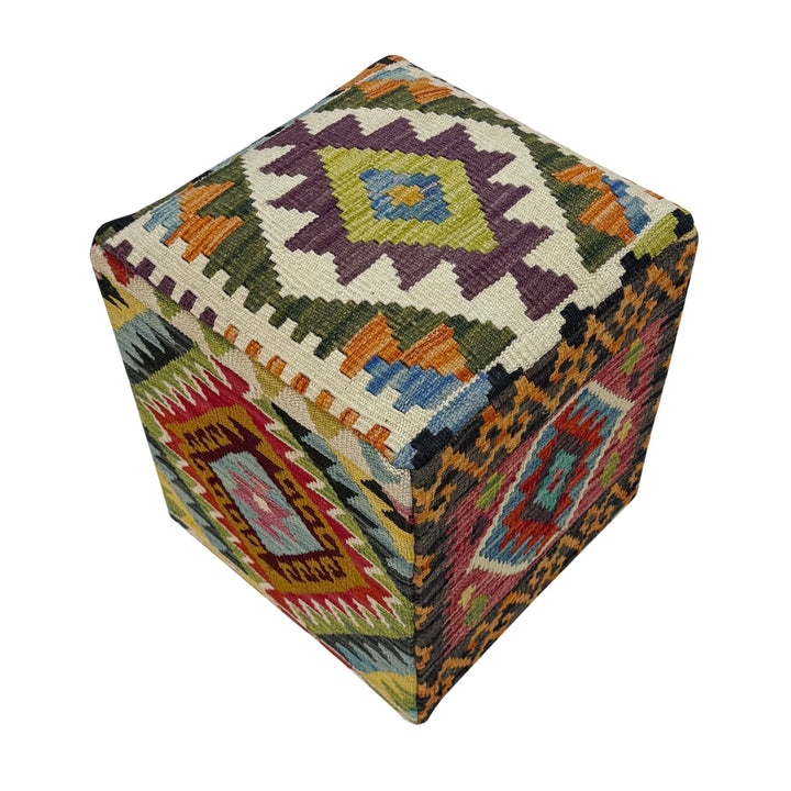 Afghan Vegetable Kilim Rug 1' 3" x 1' 3" Flat-Weave | No. AL311000