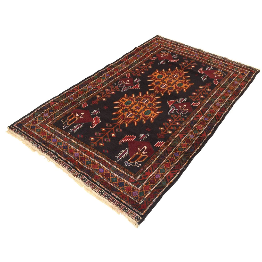 Afghan Baluchi Rug 3' 10" x 6' 2" Hand-Knotted | No. AL31108