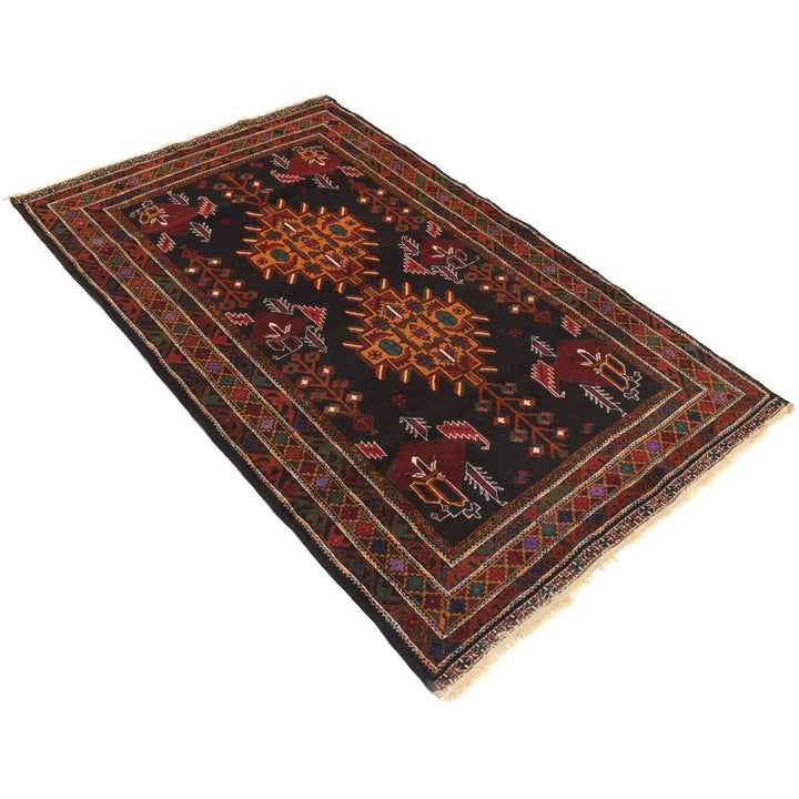 Afghan Baluchi Rug 3' 10" x 6' 2" Hand-Knotted | No. AL31108
