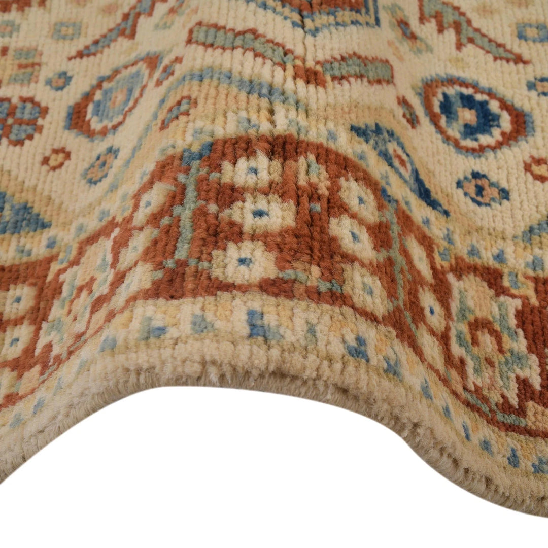 Beige Afghan Oushak Rug 3' 9" x 5' 8" Hand-Knotted | No. AL31141