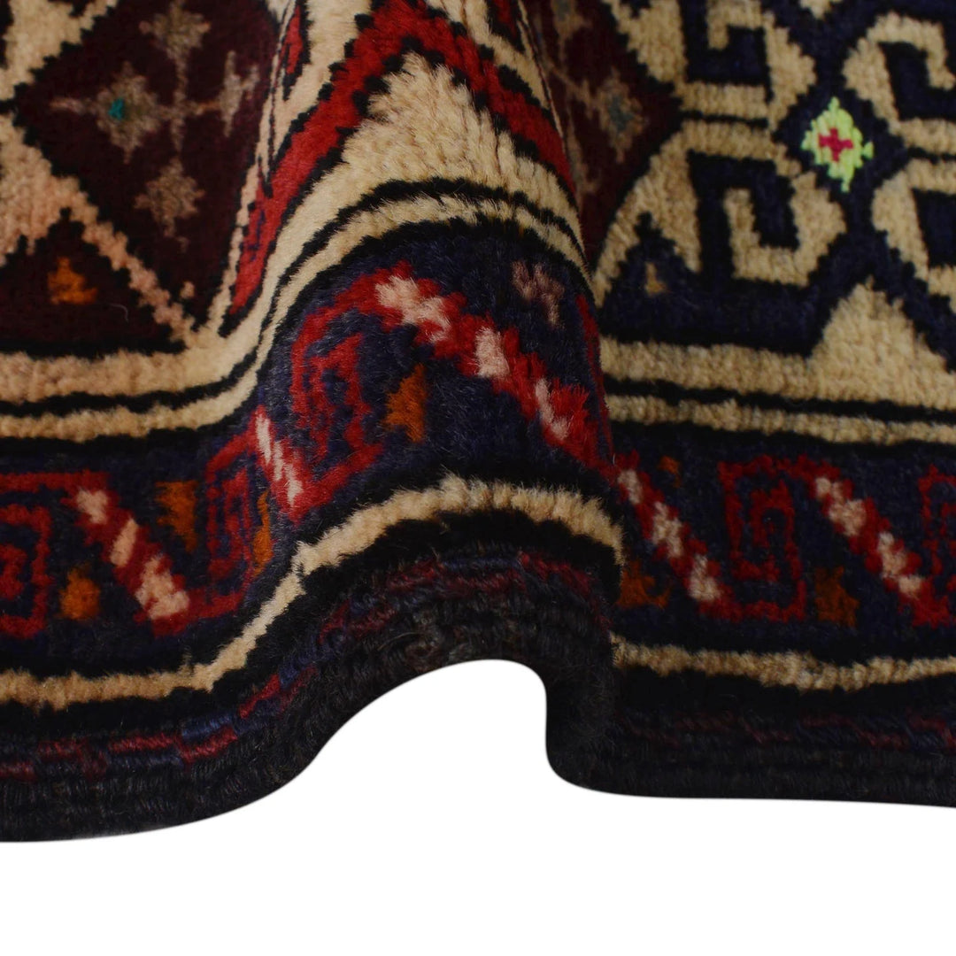 Red Afghan Baluchi Rug 2'11" x 4'3" Hand-Knotted | No. AL31143