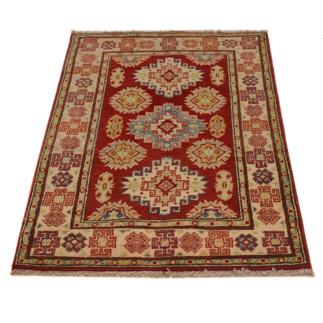 Red Afghan Kazak Rug 2' 8" x 4' 0" Hand-Knotted | No. AL31150