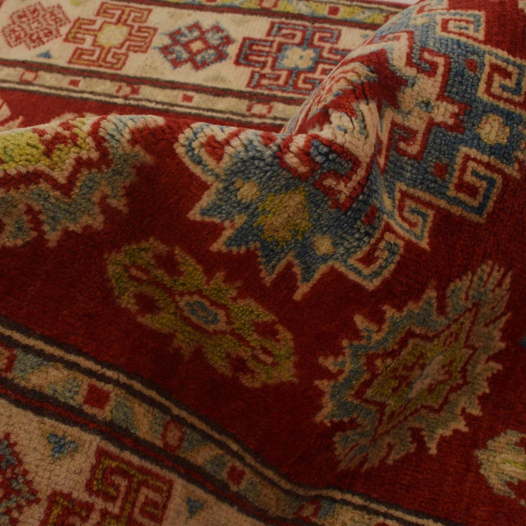 Red Afghan Kazak Rug 2' 8" x 4' 0" Hand-Knotted | No. AL31150