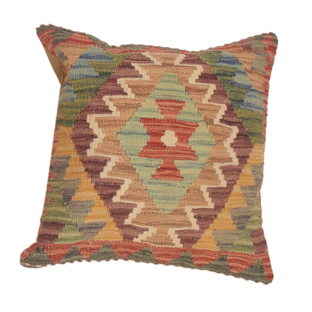 Afghan Kilim Cushion 1' 6" x 1' 6" Flat-Weave | No. AL31192