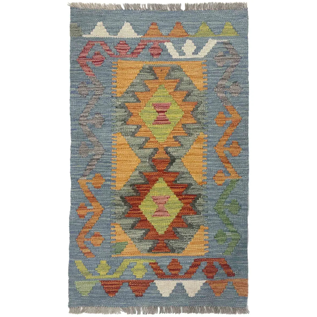 Afghan Vegetable Kilim Rug 2' 1" x 3' 5" Flat-Weave | No. AL311970